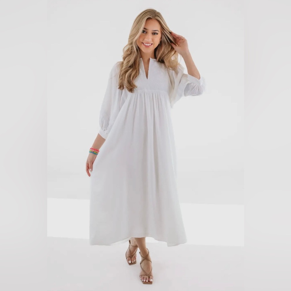 NWT J.MARIE the louisa midi dress in white
